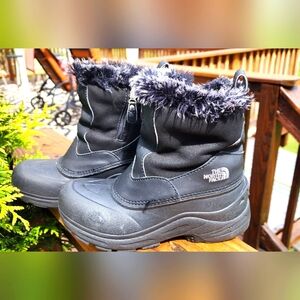 Girls Boys The North Face winter, ski, snowboarding black boots sz 4 #10